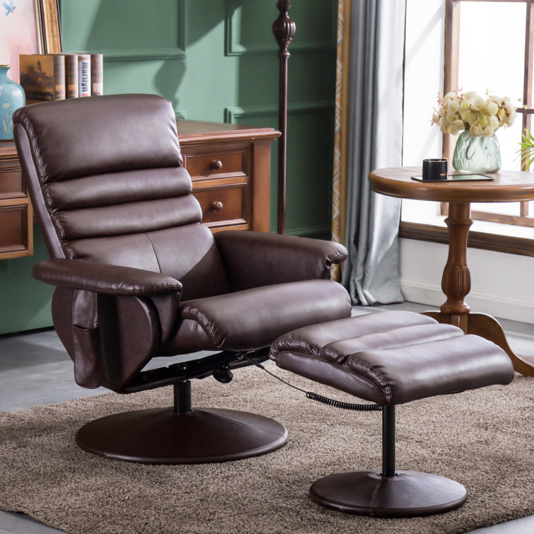 Faux leather glider recliner with ottoman hot sale